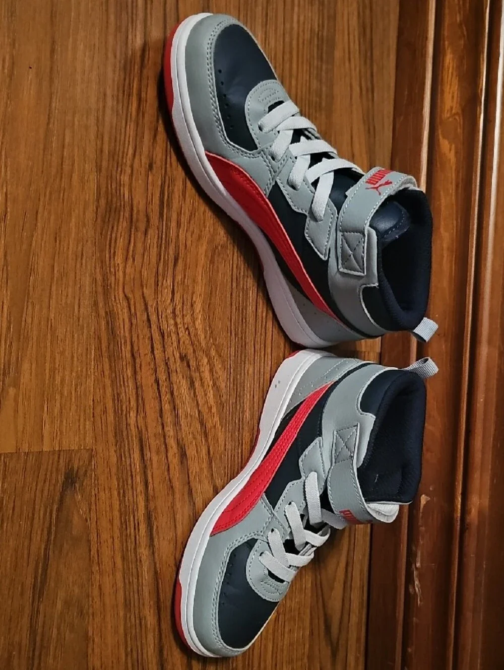 Puma Kids Navy, Gray and Pink High-Top Sneakers